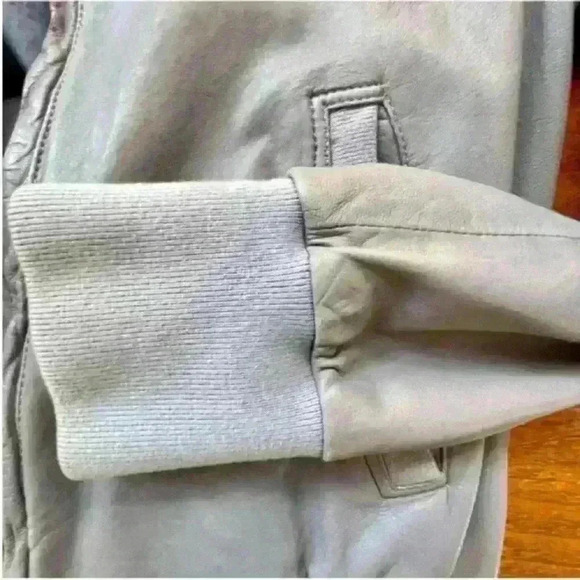 Bally Of Switzerland Vintage Gray/Blue Leather Jacket Size 42 US Large - Picture 5 of 14